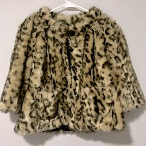 Elevenses Faux Fur Leopard Print Coat